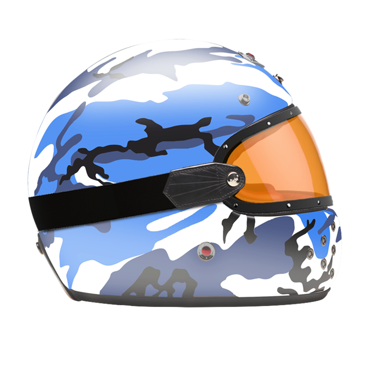Full Face Camouflage Blue-helmet-side-orange