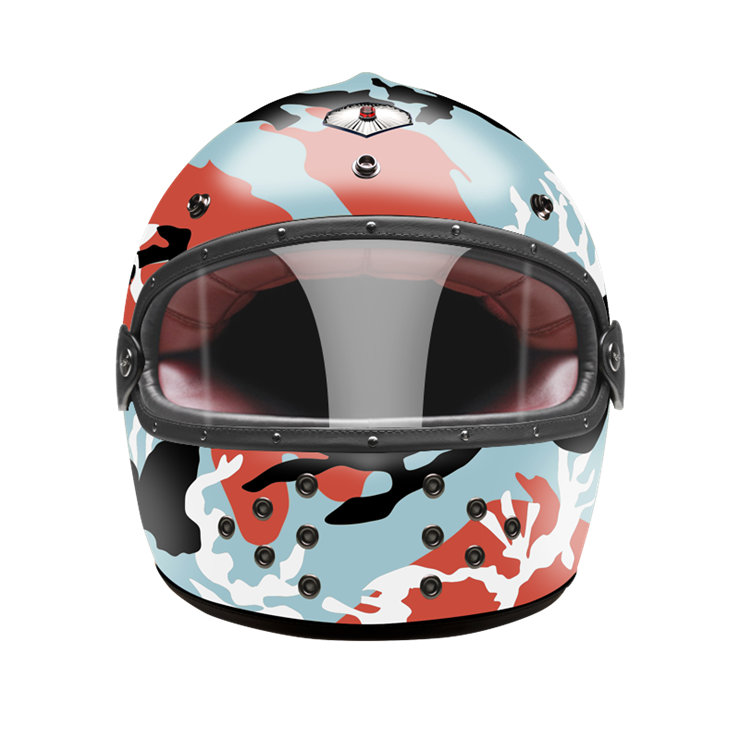 Full Face Camouflage Orange-helmet-front-clear smoke