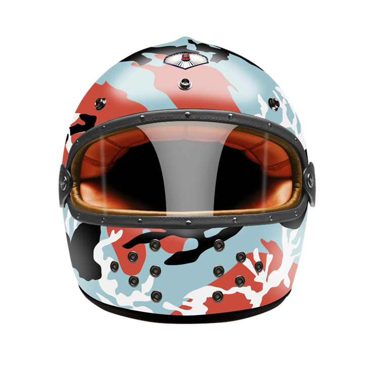 Full Face Camouflage Orange-helmet-front-orange