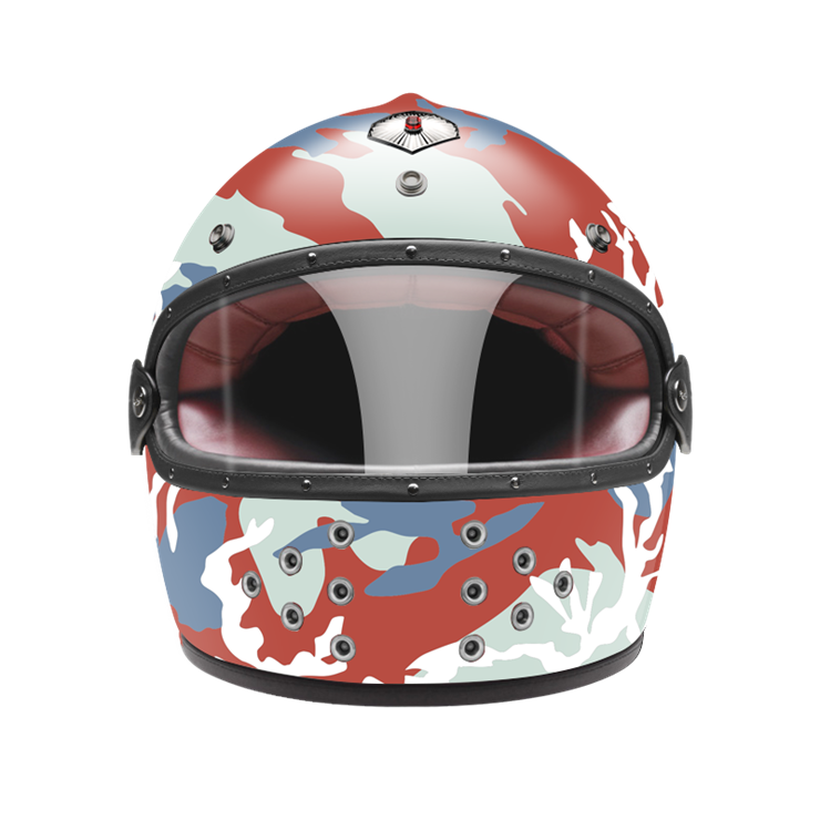 Full Face Camouflage Red-helmet-front-clear smoke