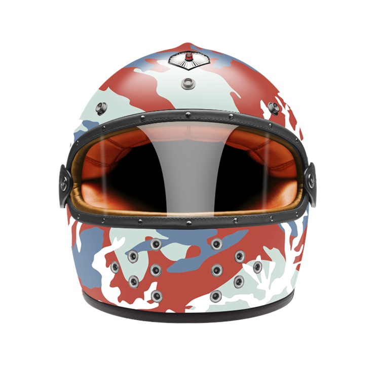 Full Face Camouflage Red-helmet-front-orange