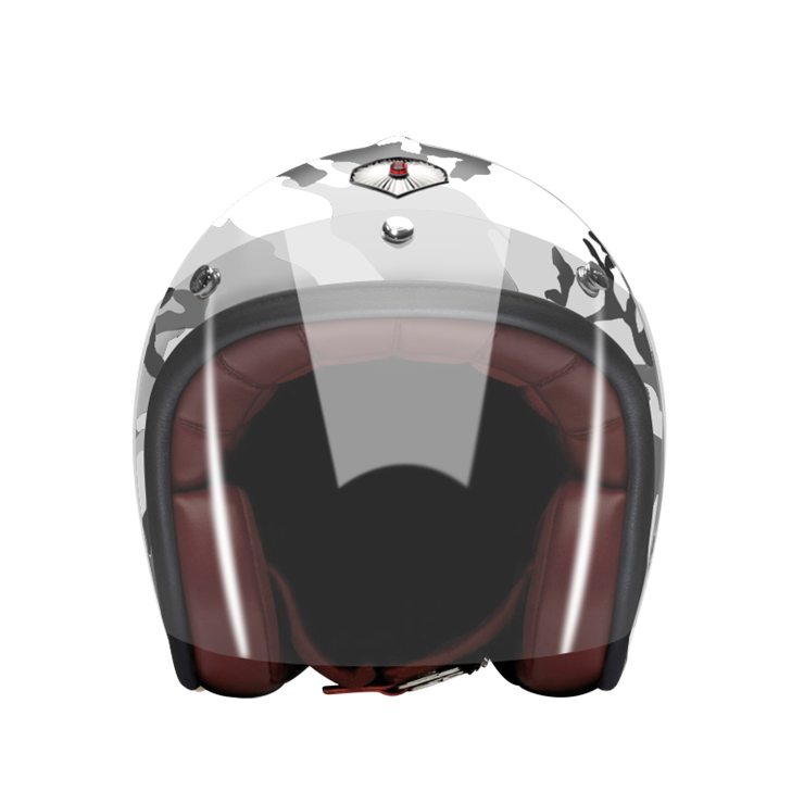 Open Face Camouflage Gray-helmet-front-clear smoke